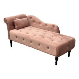 Hollywood Regency Blush Velvet Chaise Lounge