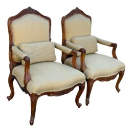 Louis XV Style Throne Chairs, Pair