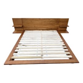 King Size Mark Daniel for CB2 Andes Acacia Wood Platform Bed + Nightstands. Original Price: $1,200