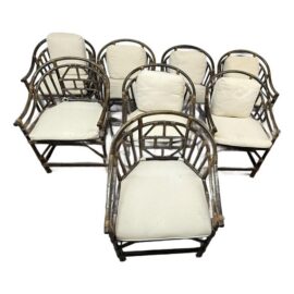 Brighton Pavilion Bamboo Dining Chairs, Vintage Set of Eight
