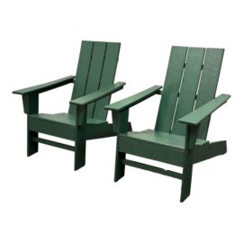 Polywood Modern Adirondack Outdoor Chairs, Pair. Original Price: $400