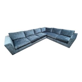 Black Label Home Bespoke Crushed Velvet Sectional, Teal.  Original Price: $9,300