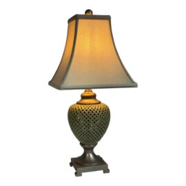 Hollywood Regency Lattice Ceramic Table Lamp