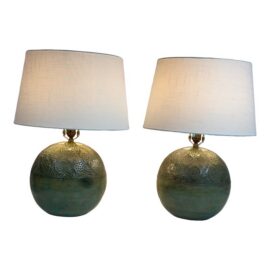 Moroccan Revival Ceramic Table Lamps, Pair