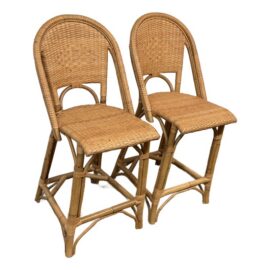 Serena & Lily Sunwashed Rivera Rattan Counter Stools, Pair. Original Price: $900
