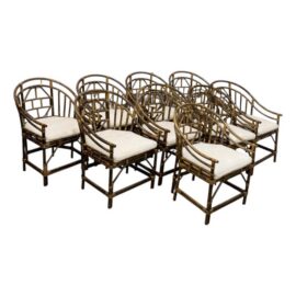 Brighton Pavilion Bamboo Dining Chairs, Vintage Set of Eight