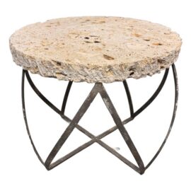 Artisan Made Fossilized Stone Side Table