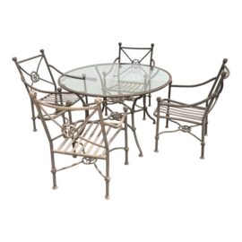 Terra Furniture Renaissance Outdoor Patio Table + Chairs. Original Price: $5,000