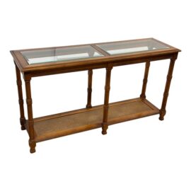 Faux Bamboo Console Table With Glass Top