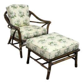 McGuire Furniture Bamboo Chair + Ottoman, Circa 1970s