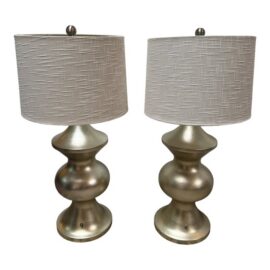 Contemporary Sculpted Table Lamps, Pair