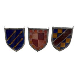 Stained Glass Heraldry Shields, Set of Three