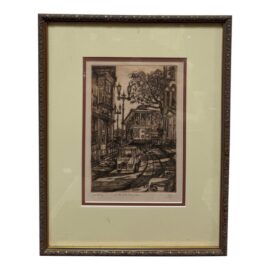 Up the One Way Round San Francisco Etching, Signed
