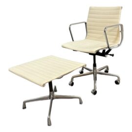 Charles + Ray Eames for Herman Miller Eames Aluminum Group Management Chair + Ottoman Set. Original Price: $4,655