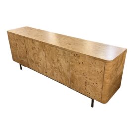 Crate & Barrel Mota Burl Wood Storage Media Cabinet, Natural. Original Price: $2,300