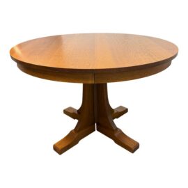 Stickley Furniture Pedestal Extension Dining Table, 46 Inches. Original Price: $7,990