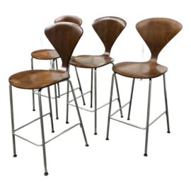 Norman Cherner for Cherner Chair Company Cherner Counter Stools, Set of Four. Original Price: $3,516