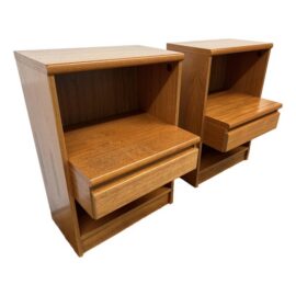 Teak Wood Mid 20th Century Nightstands, Pair