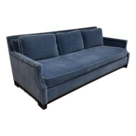 Holly Hunt for Studio H George v Blue Mohair Sofa. Estimated Price: $15,000