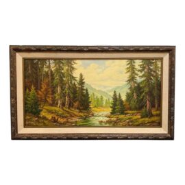 Franz Joseph Feuer Original Landscape Oil Painting, Framed