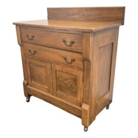Oak Washstand/Server Cabinet +Casters