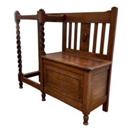 English Barley Twist Umbrella/Walking Stick Entry Bench, Antique