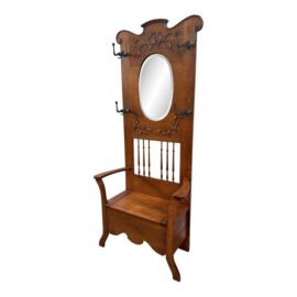 Victorian Era Tiger Oak Wood Hall Tree