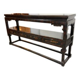 Chinoiserie Black Lacquer Console Table. Estimate Price: $3,800