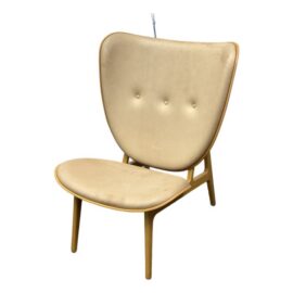 NEW Norr11 Elephant Vintage Leather Lounge Chair, Natural Oak. Original Price: $2,400