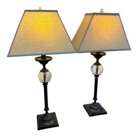 Restoration Hardware Crystal Ball Table Lamps - a Pair