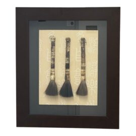 Chinese Ox Bone Calligraphy Brush Pen Shadowbox Wall Art