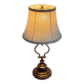Vintage Lyre Form Brass Tone Table Lamp