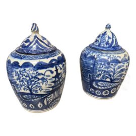 Ceramic Chinoiserie Ginger Jars, Pair