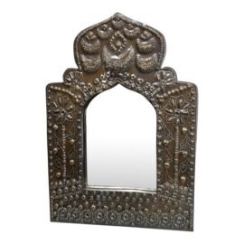 Middle Eastern Embossed Metal Tabletop/Wall Mirror