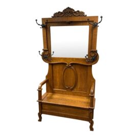 Antique Oak Hall Tree/Entry Bench