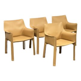Mario Bellini for Cassina Cab 413 Leather Arm Chairs, Set of Four. Original Price: $16,000