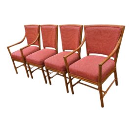 Orlando Diaz-Azcuy for McGuire Furniture Prescott Dining Chairs, Set of Four