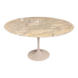 Eero Saarinen for Knoll Studio Round Arabescato Marble Dining Table. Original Price: $9,060