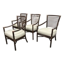 McGuire Furniture Scala Dining Arm Chairs, Set of Four. Original Price: $6,300