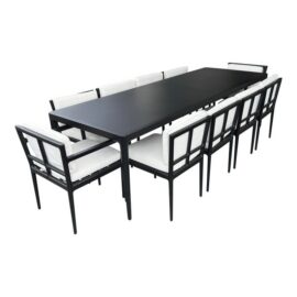 Sunzout Outdoor Furniture Mount Dora Collection Dining Table + Chairs, Set of Eleven. Original Price: $8,500