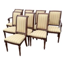 Ethan Allen French Regency Louis XVI Cherry Wood Dining Chairs, Set of Eight