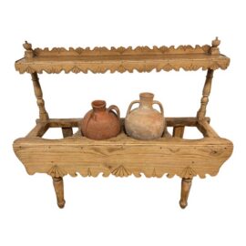 Swedish Hardwood Water Jug Stand + Clay Jugs