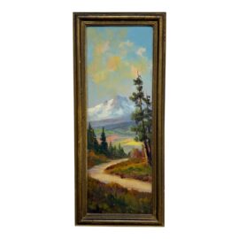Framed Oil Painting of Mountain Landscape