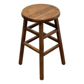 Traditional Round Wooden Stool, Vintage