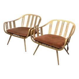 CB2 Gala Gold Lounge Chairs, Pair. Original Price: $1,000