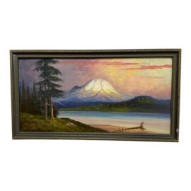 D. Hill Mount Rainier Landscape Oil Painting