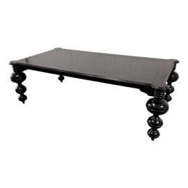 Noir Claudio Mahogany Solid Wood Dining Table, Hand-Rubbed Black. Original Price: $4,500