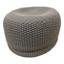 CB2 Criss Knit Grey Pouf, Indoor/Outdoor. Estimated Price: $300