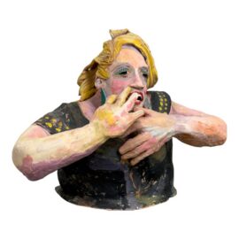 Bondene Allen Rock Fan 2 Sculpture + Pedestal, Signed