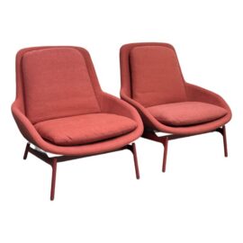 Blu Dot Field Craig Red Lounge Chairs, Pair. Original Price: $5,400